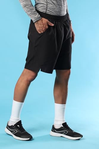 Image of CHKOKKO Men Shorts for Gym Sports or Running | Dry-Fit Fabric Single Layered Active Summer Workout Wear Knee Length Regular Fit | Elastic Waist with Front and Back Pockets