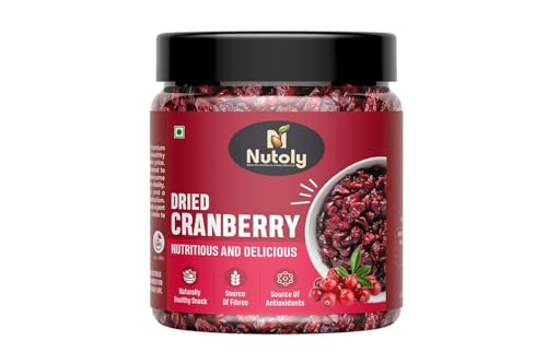 Image of Nutoly Dried Cranberries, Naturally Sweetened Premium Californian Cranberry, Antioxidants Rich, Delicious Tasty and Chewy Snack, Ideal for Snacking, Baking, Perfect for Gifting (0.5kg)