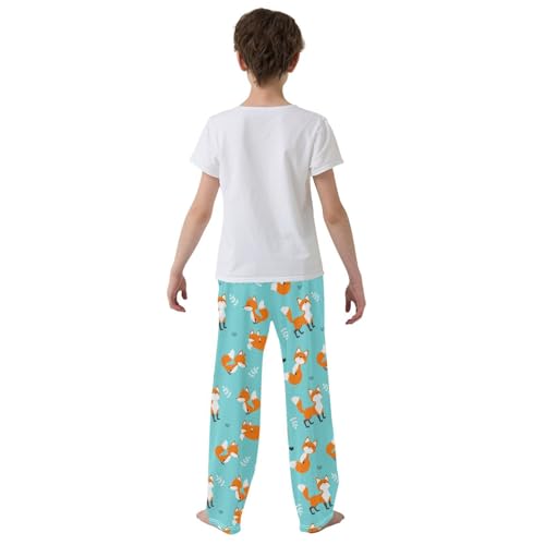 Cute Fox Love Boys Long Pants Soft Trousers Elastic Waist Kids Lounge Bottoms with Pockets S-XL3