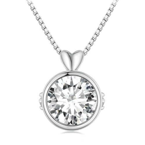 14K Gold Lovely 1ct VVS2 D-Color Round Cut Diamond Pendant Necklace for Women with 19.69 in Chain, Cute and Sweet Women's Jewelry Piece for Valentines Day
