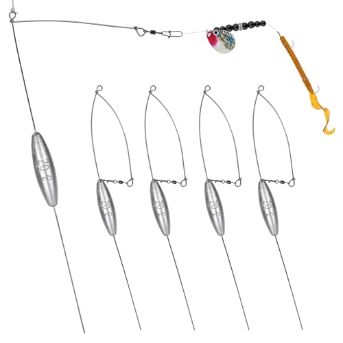 THKFISH 5 Pack Bottom Bouncer for Walleye Rigs 1OZ-3OZ Trolling Weights Fishing Weight Sinkers Trolling Drifting Fishing Live Bait Spinner Rigs Crankbaits Crawler Walleye Rig