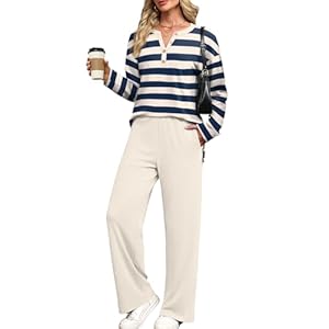 XIEERDUO Lounge Sets for Women 2 Piece V Neck Button Matching Sweatsuit Loungewear Fall Outfits Fashion Clothing Pajamas