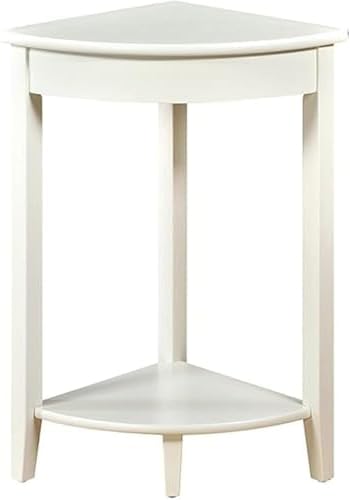 Compact Triangle Solid Wood Corner Table with 2 Shelves – Stylish Space-Saving Sofa Accent Table for Small Rooms, Brown Corner Shelf Unit for Home Decor