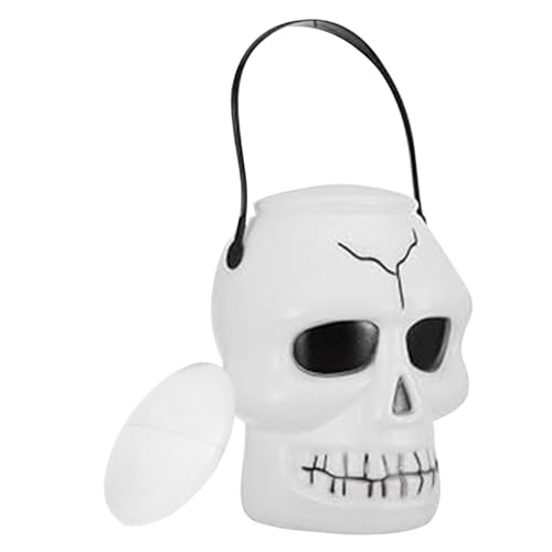 Cubo de Halloween – Cesta de Halloween | Cubo de dulces de Halloween | Cubo de dulces de esqueleto de Halloween | Decoraciones de tarros de caramelo de esqueleto fantasma | Suministros de decoración