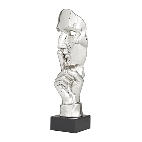 Escultura Decorativa Polystone Máscara 5 x 5 x 17 in Plateado miniatura 7