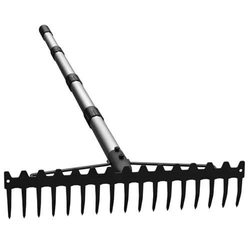 Heavy-Duty Bow Rake - Gardening Tool with 17 Tines, 160 cm Adjustable Handle, Stainless Steel - Garden Lawncare Guy