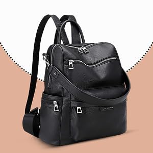 Image of Vegan Leather Girl's Travel Casual Collage Backpack With Shoulder Strap Travel College Gift For Teenager