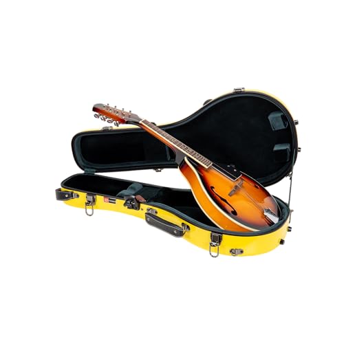 Étui mandoline A-Style en fibre de verre jaune brillant Crossrock avec serrure TSA et bretelles