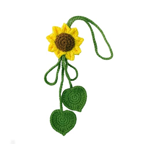 Joekaran Crochet Sunflower and Cute Car Accessories for Women, Handmade Girly Car Rear View Mirror Accessories, Decor, Keychains for Girls, Bag Charm Gift Girl Pendant