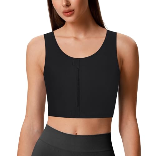 Transgender FTM Chest Binder Half Zip Up Binder Bra Breathable Breast Binder