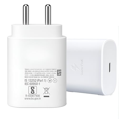 Image of 25W Type C PD Charger Adapter Compatible with Samsung Galaxy M06 /M05 /M16 /M15 /M36 /M35 /A16 /F06 /A36 /M14 /F14 /A14 /M34 /F34 /A34 /F35 /S25 /S24 /S23 /Tablet /Pad for Super Fast Charging Quick Charge /White