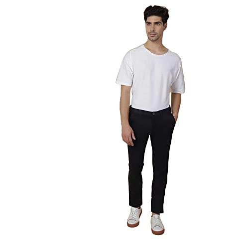 Image of blackberrys Solid Cotton Stretch Super Slim Fit Mens Trousers (S22975N1IS22FMN-P)