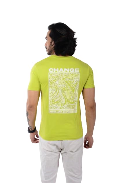 Image of Men's Round Neck T Shirt Cotton Back Print, Regular and Relaxed Fit Half Sleeves Breathable Soft Fabric Standard Length Comfortable, Trending, Stylish Casual Wear