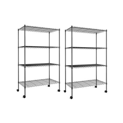 Image of Simple Deluxe Heavy Duty 4-Shelf Storage Shelving Unit, 36 inch D x 14 inch W x 55.91 inch H Steel Organizer Wire Rack 1000Lb Capacity, Black, 2 Pack