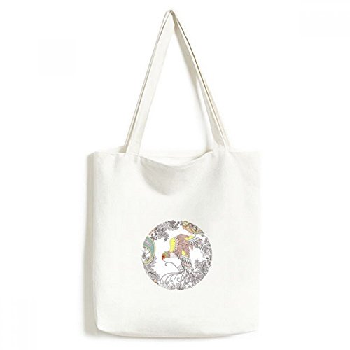 Sac fourre-tout ukiyo-e arbre oiseau fleur sac cadeau lavable artisanat