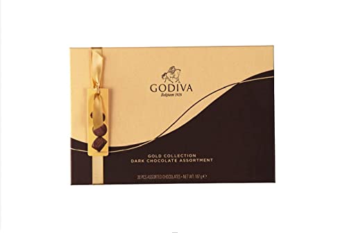 Godiva Connoisseur Dark Chocolate 20pz-Bombones gourmet mezclados con frutas, mousse de vainilla,caramelo y deliciosos rellenos-185gr