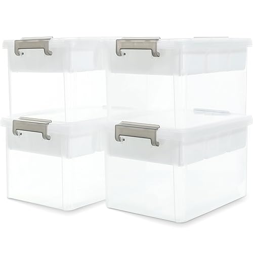 Image of Citylife 17QT 4Packs Clear Craft Organizers and Storage Box with Tray