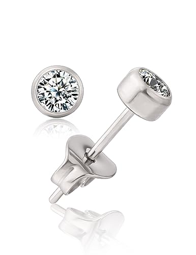 Ya en mundofriki.es: limerencia Pares hipoalergénicos en titanio puro G23, Pendientes ligeros de circonita cúbica, joyería piercing para mujeres, niñas y adolescentes. (5mm, Butterfly Clasp)
