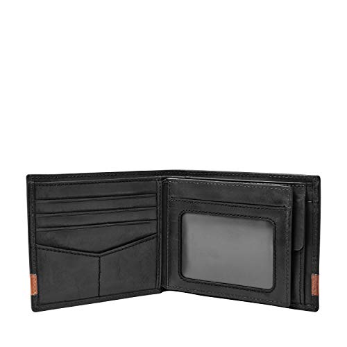 Fossil Men's Quinn Leather Bifold With Coin Pocket Wallet, Black, (Model: Ml3653001) #TOP3