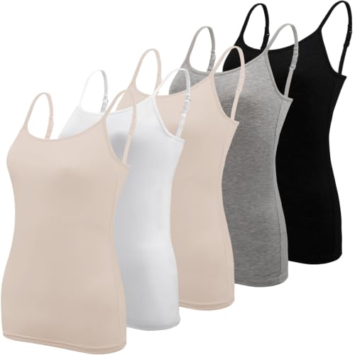 Image of BQTQ 5 Pcs Women's Camisole Tank Top Undershirt Spaghetti Strap Basic Camisoles