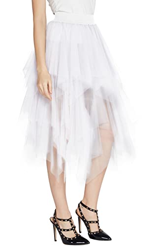 Urban CoCo Women's A-Line Mesh Tutu Skirt Fluffy Layered Tulle Midi Long Skirts with Elastic Waist4