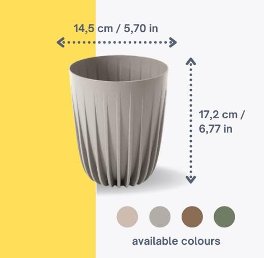 Lamela MIRA ECO with WOOD Flowerpot Herb Plant Flower pot, Grey - Image 4