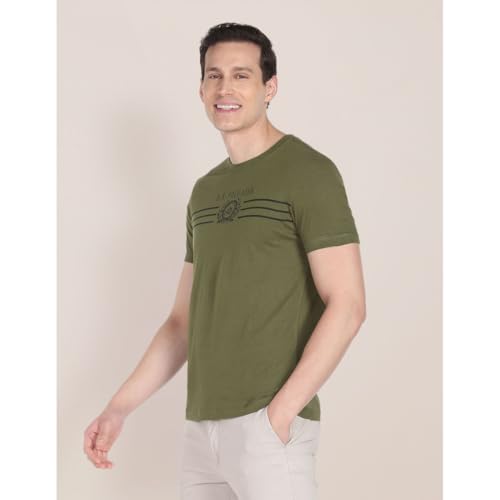 U.S. Polo ASSN. Men's Cotton Regular Fit Crew Neck Brand Print T-Shirt