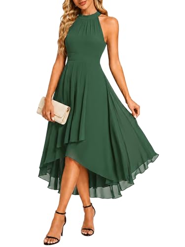 Image of Ever-Pretty Women's Halter Chiffon Midi Cocktail Wedding Guest Dress