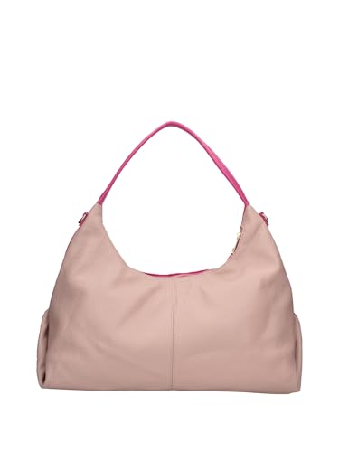 45x30x16 cm Roberta Rossi Borsa a Spalla Pelle Vera Fucsia Cipria 45x30x16 Elegante Design Italiano