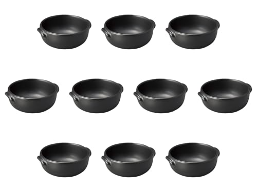 Set of 10, Black Round Au Gratin [5.9 x ?5.2 x 2.2 inches (15 x 13.3 x 5.7 cm) | Gratin Dish, Ceramic, Banko Ware, Direct Fire, Setomonohonpo,