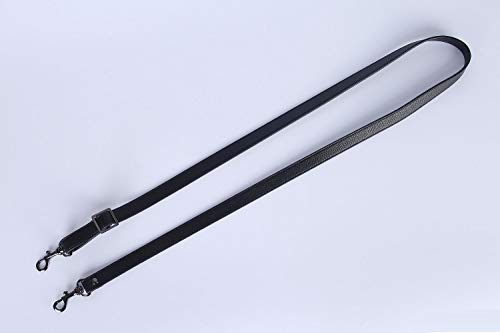 VanEnjoy Full Grain Leather Adjustable Replacement Cross Body Purse Shoulder Strap, 0.7” Width, Adjustable Length 25”-51” (Black-Grey Buckles)2