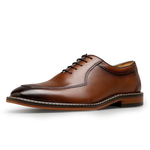 Image of Men's Dress Shoes Genuine Leather Oxford for Men Classic Comfortable Formal Business lace up No Creases Mens Dress Shoes