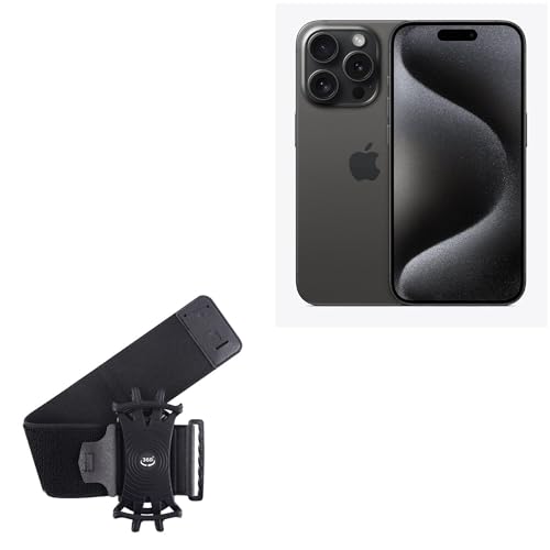 BoxWave Holster Compatible with Apple iPhone 15 Pro - ActiveStretch Sport Armband, Adjustable Armband for Workout and Running - Jet Black