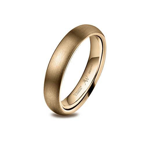 AW BRIDAL Alianza Unisex Cepillada para Mujer/Hombre, Oro de 4 mm, Ajuste Cómodo para Matrimonio, Compromiso, Asociación, Tamaño23.25
