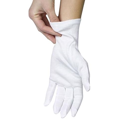 ANSMIO 3 Pairs Cotton Gloves, White Gloves for Dry Hands, Cotton Gloves for Sleeping, Moisturizing Night Gloves, White Gloves 100% Cotton, Size M (3 Pairs) Cover