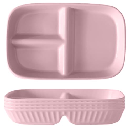 Image of 2 Compartment Serving Plates for Sushi, Snacks, Cake, Meat & Appetizers Great for Parties, Family Gatherings, and Holidays Dishwasher & Microwave Safe Dinnerware (Pink, Pack of 4)