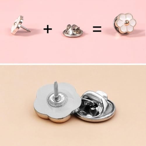 20Pcs Women Shirt Brooch Pearl No Sew Button Pins Instant Jeans Safety Pin