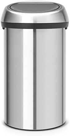 Brabantia 60 Litre Large Kitchen Touch Bin (Matt Black) Removable Lid, Soft-Touch Open, Easy Clean Rubbish Food Waste Bin