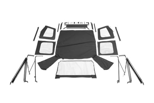 RAMPAGE PRODUCTS Rampage Complete Soft Top | Vinyl, Black Denim, includes Frame & Hardware | 68115 | Fits 1987 - 1995 Jeep Wrangler YJ, with Soft Upper Doors