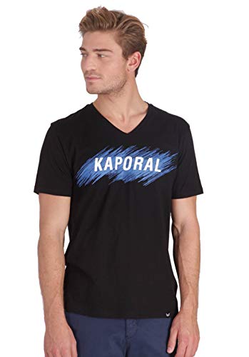 Kaporal - T-Shirt Inscription en Relief, Coupe Droite - Mass - Homme - S - Noir