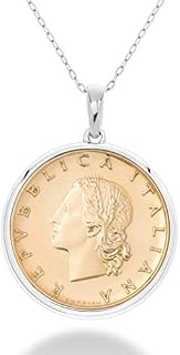 MiaBella 925 Sterling Silver Genuine Italian 20-Lira Medallion Coin Pendant Necklace for Women