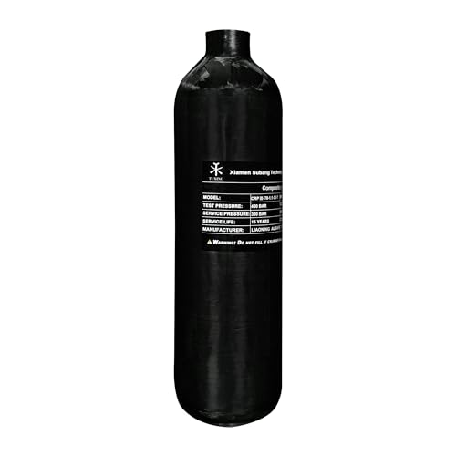 TUXING Carbon Fiber Air Tank 1.1L 67Cu 4500Psi, PCP HPA Gas Cylinder, Scuba Tank Diving Bottle for PCP Air Rifles Gun Thread M18*1.5