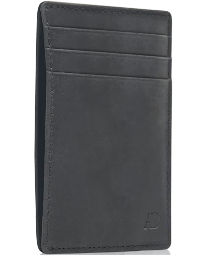 Image of Access Denied Slim Minimalist Wallets For Men & Women - Leather Front Pocket Thin Mens Wallet RFID Credit Card Holder Gifts For Men