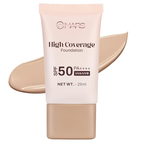 Image of MARS SPF50 PA++++ High Coverage Foundation (25ml) (05-SANDSTONE) | Blemish Free & Blendable Makeup | For All Skin Type | IN-VIVO Tested with 5 Star UVA+UVB Protection Boost Rating