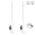 Ryhiac 2 Pack Curved Toilet Bowl Brush Without Holder for Bathroom, Compact Toilet Brush Durable Under The Rim Household Deep Cleaning Brushes (White Toilet Brush Without Holder)