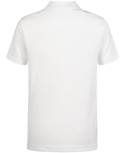 Izod Boys' School Uniform Adaptive Short Sleeve Polo Shirt, Velcro Closure & Faux Buttons, Moisture Wicking Performance Material, White, 10-12 #TOP1