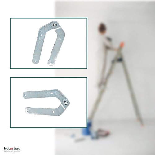 KOTARBAU® 2er Set Leiterband ohne Haken Leiterscharnier Verzinkt Scharnier Stehleiterband Silber Leiter Band Öffnung 180 Grad Klappleiterband Top-Qualität
