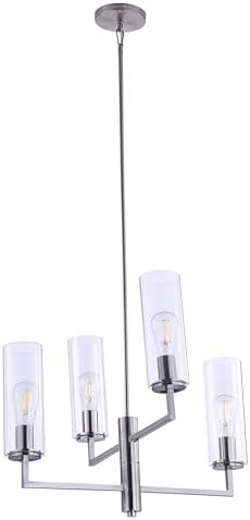 Minka Lavery 4045-84 Acacia Clear Glass Chandelier, 4-Light 240 Total Watts, 18" H x 24" W, Brushed Nickel