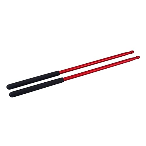 Par de baquetas de aluminio para práctica de batería color rojo miniatura 1