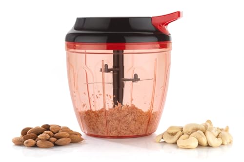 Image of Premium Smart Pull Chopper with 6 Stainless Steel Blades | Manual Vegetable Fruit Nut Onion Chopper & Hand Food Processor | Meat Grinder Mixer Slicer Shredder Salad Maker (Multicolor)